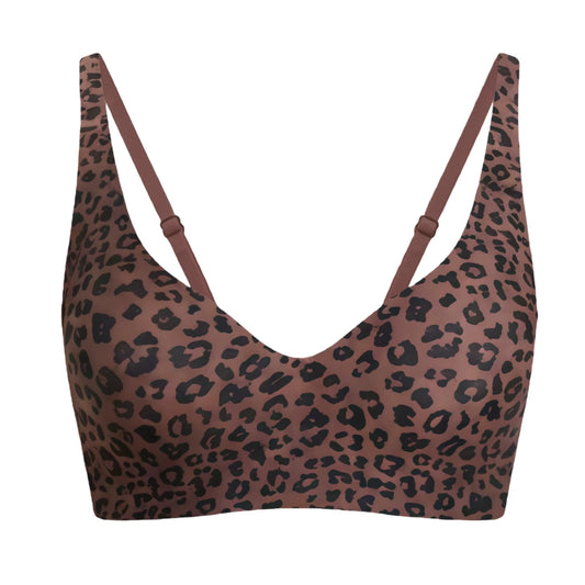 New Sexy Leopard Deep V Bra Women Seamless Wireless Underwear Elastic Lingerie Soft Comfortable Solid Color Bralette